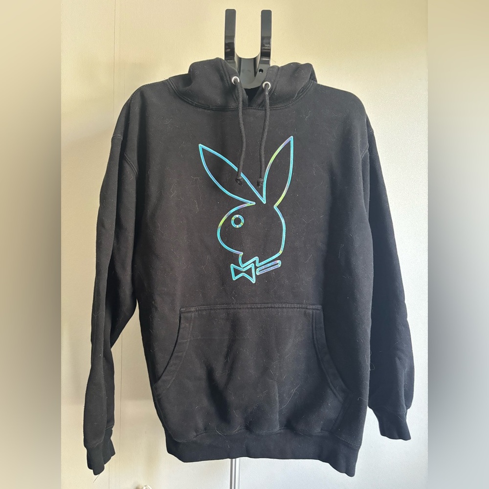 PLAYBOY Black Hoodie with Chrome Logo